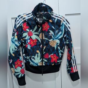 Adidas Women's Tropical Floral Bomber Jacket - Blue and Red